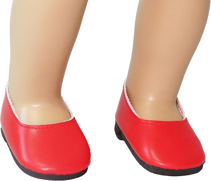 American Fashion World Red, White, and Black Flats for 18-Inch Dolls | 3 Pack | Premium Quality & Trendy Design | Dolls Shoes | Shoe Fashion for Dolls for Popular Brands