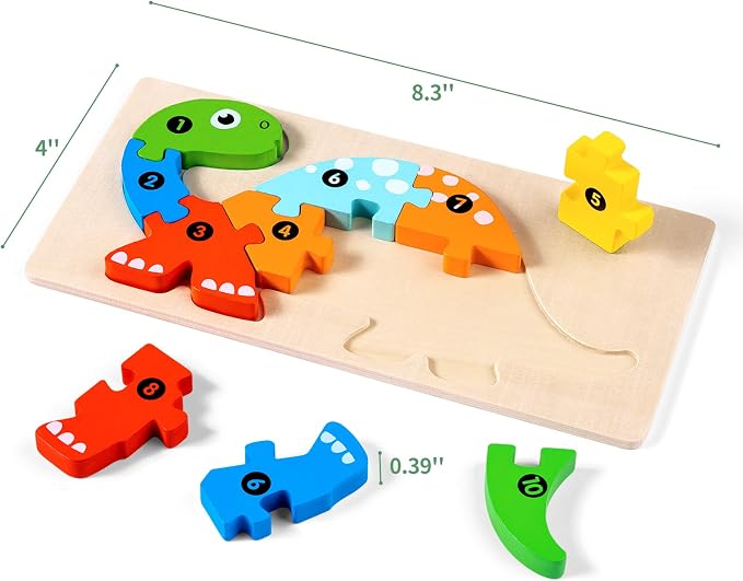 7 Pack Wooden Puzzles for Toddlers 3-5, Montessori Animal Puzzles for Kids Ages 3-5 with Numbers 1-10, Preschool Learning Educational Toys for 3 4 5 Year Old Boys Girls Birthday Gift