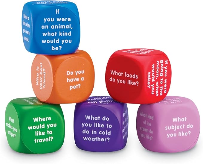 Learning Resources Conversation Cubes -Ages 6+, Foam Cubes for Social Emotional Learning, School Counselor Supplies, Speech Therapy Toys, Ice Breaker Cubes,Teacher Must Haves, 6 Pieces