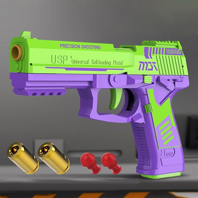 Dreamplay Shell Ejecting Toy Gun, Automatic Pull Back Action Shooting Games Education Model Toy for Kids Gifts