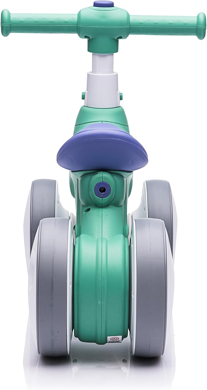 JoyRydz Baby Balance Bike 1 Year Old with Music, Lights, Bubble Machine, 4 Wheels Pedal-Less Toddler Ride on Toys for 12-36 Months Birthday Gift, Toddler boy Toys Ride on car （Dark Green&Blue）