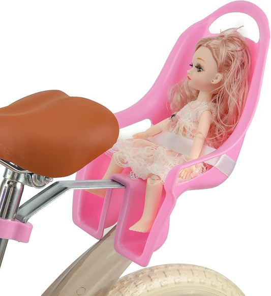 Doll Bike Seat for Girls – Bicycle Doll Chair for 12–20 Inch Kids Bikes, Fits American Girl Dolls, Pink