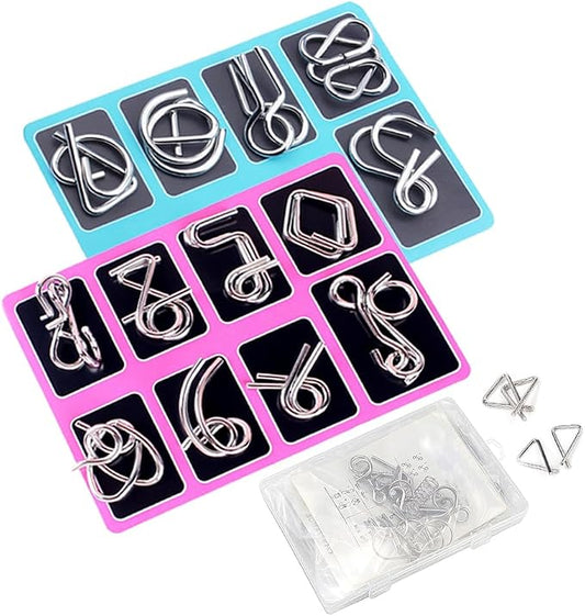 Metal Brain Teaser Puzzles Ring, 3D Interlocking Metal Wire IQ Logic Game, Challenging Iron Ring Puzzle for Adults, Educational Party Favor Travel Thinking Toy (Type3)