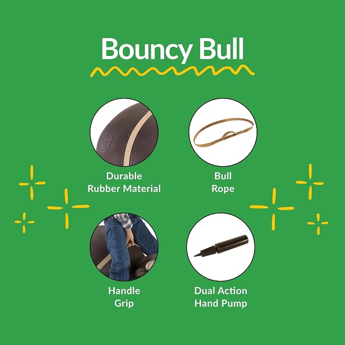 Big Country Toys Bouncy Bull Kids Toys - Rodeo Ride On Toys for Ages 3+ - Bouncy Animals for Toddlers - Inflatable Kids Hopper Toy with Hand Pump
