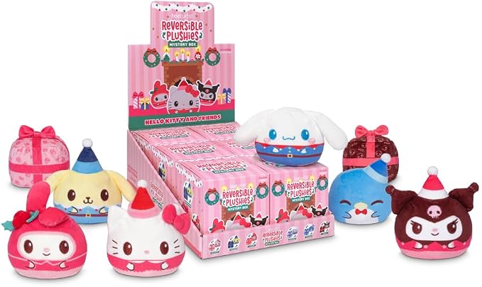 TeeTurtle Sanrio Holiday Series Reversible Plushie Mystery Box - 3-Inch Hello Kitty and Friends Blind Box Plush with Embroidered Details - Cute Collectible Surprise Toy for Kids, Teens, and Adults