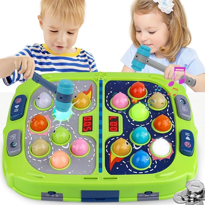Whack Game Mole for Kids, Toys for 3 4 5 6 7 8+ Year Old Boys Girls, Pounding Toys for Age 3-8, Gift for Kids Toddlers Ages 3-12 Year Old, Interactive Educational Toys with Sound and Light, 3 Modes