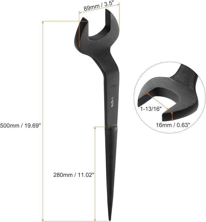 HARFINGTON Single Open End Spanner Wrench 1-13/16-inch 15 Degree Angle Single Open End SAE Construction Spanner Wrenches with 60°Offset Handle for Automotive Mechanical Maintenance
