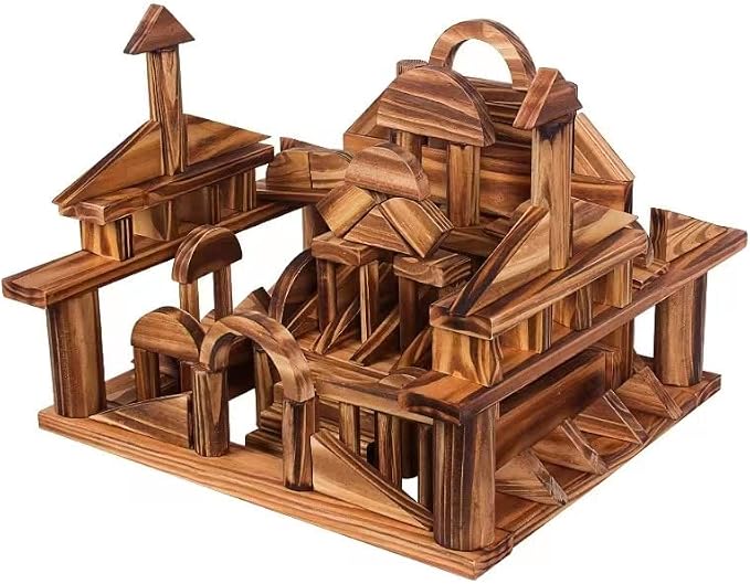 45 pcs Mega Outdoor Carbonized Wooden Building Blocks Set for Kids Toddlers 3-12, Giant Wooden Blocks Big Set for Kindergarten Yard, Jumbo Blocks (Jumbo Set 1#: 34 lbs (15.5kg)