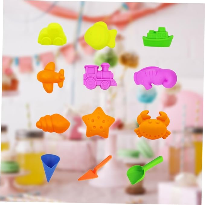 12pcs Beach Sand Playset Educational Sandbox Fun Creative Plastic Tools for Random Colors Random Color