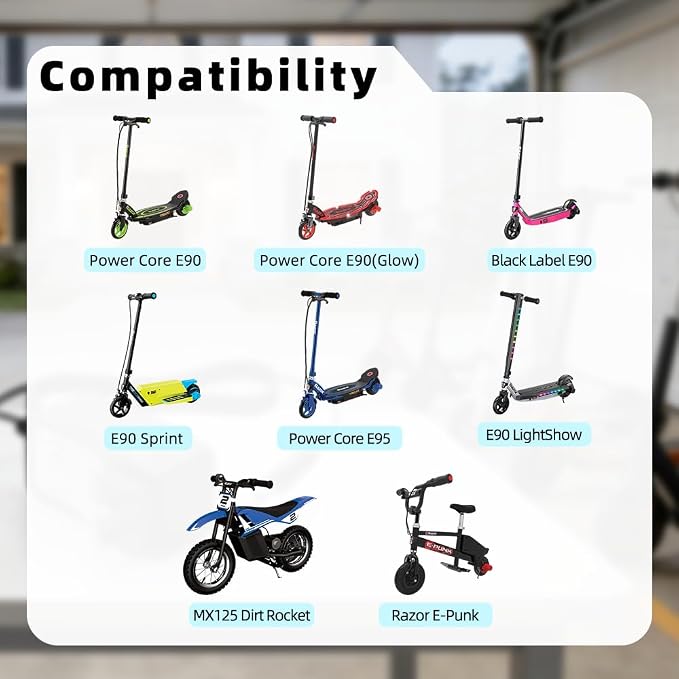 12V Battery Charge for Kid Ride On Toys Compatible with Razor Power Core E90 E95, Black Label E90, MX125 Dirt Rocket, E90 Sprint