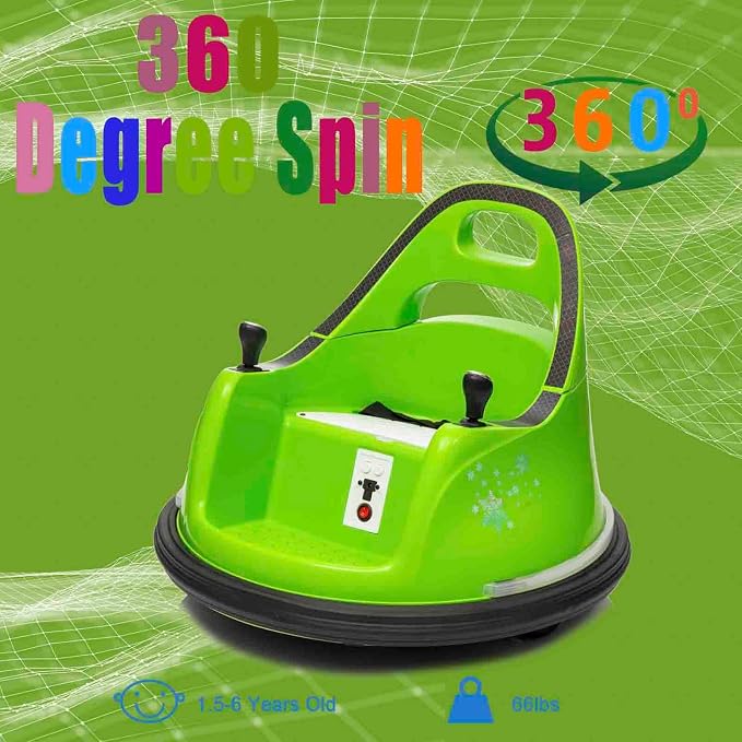 FINITO 12V Ride On Electric Bumper Car for Kids with Remote Control, 360 Degree Spin, LED Lights, Music, Safety Belt for Age 3+ Years Kids, Gift for Boys and Girls