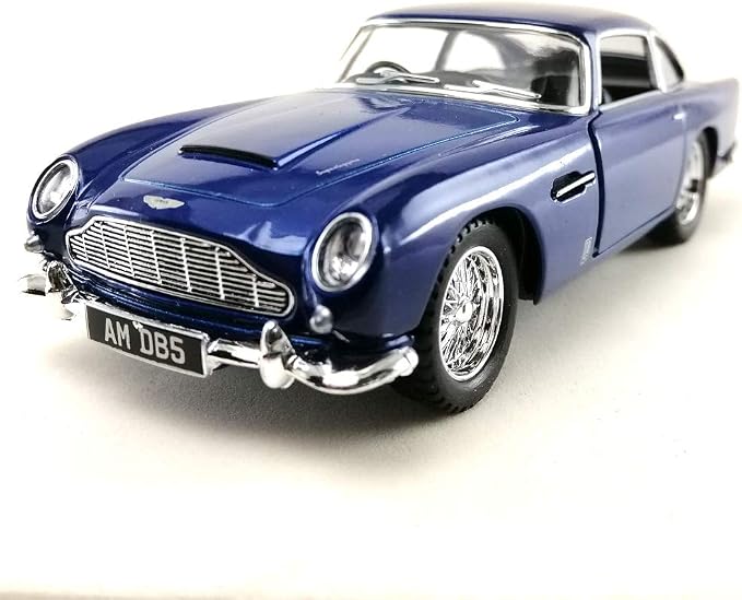 Sport Racing Classic Model Car Die-Cast 1:38 1963 Aston Martin DB5 Blue Color Toy Collection Pull Back Open Door Hobby Collectible