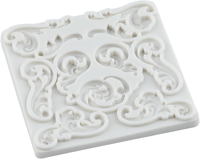 Baroque Curlicues Scroll Lace Polymer Clay Mold Baroque Scroll Relief Lace Silicone Molds for DIY Crafts Epoxy Resin Casting Air Dry Polymer Clay Plaster Jewelry Making