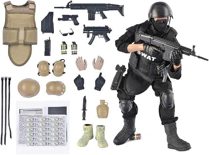 BJPEY 12" Action Figures Toy 1:6 Stand Bendable Soldier Figure Model Toy ( SWAT )