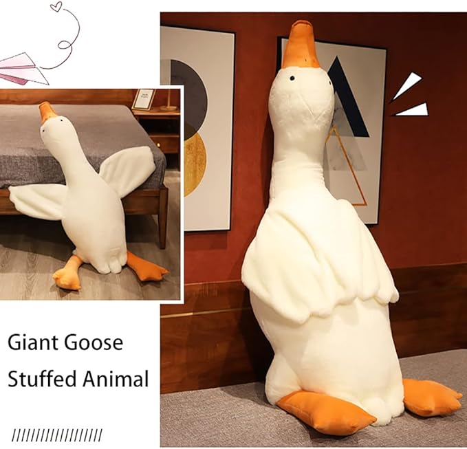 Srutirbo Giant White Goose Plush-35 in Soft Furry Swan Stuffed Animal Pillow,Huge Goose Plush Hugging Pillow Gifts for Every Age (35 in)