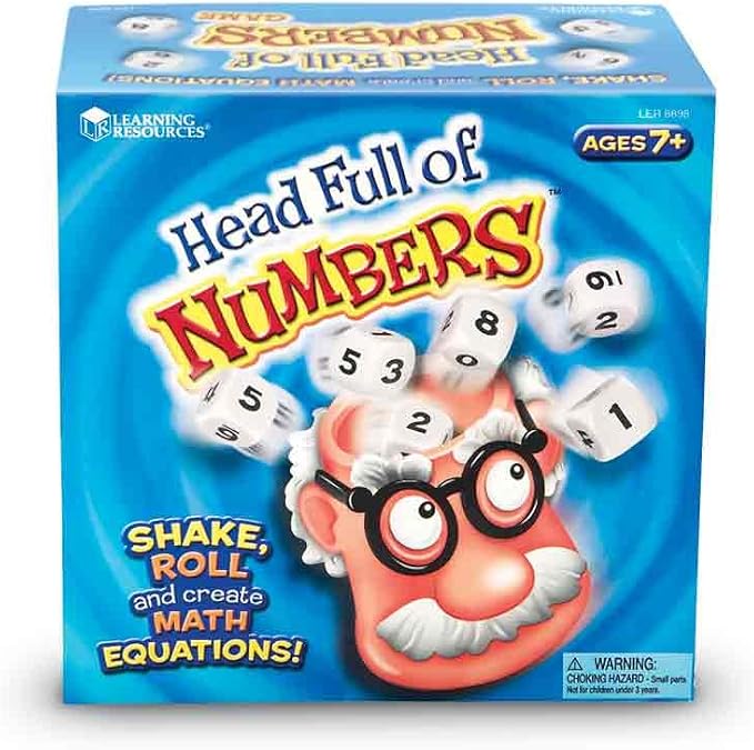 Learning Resources Head Full of Numbers Math Game - Educational Math Games for Kids, Classroom Games for Elementary School, Kids Multiplication Toys, Fun Counting Game