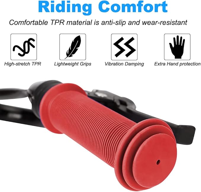 Kids Bike Grips - 105mm Bicycle Handlebar Grips With Mushroom Pattern for Bikes, Balance Bikes, and Kick Scooters