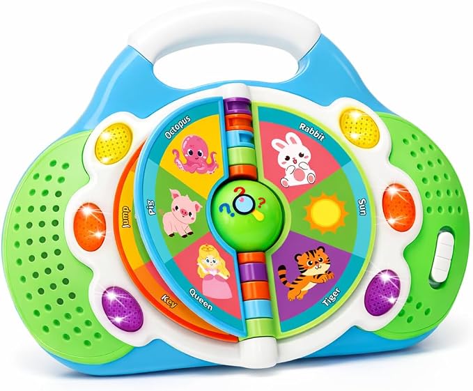 BainGesk Learning Toys for 1 2 3 Year Old Boys Girls, Musical Alphabet Flip Toys with Sound and Light, Educational Toys for Toddlers, Christmas Birthday Gift for Baby