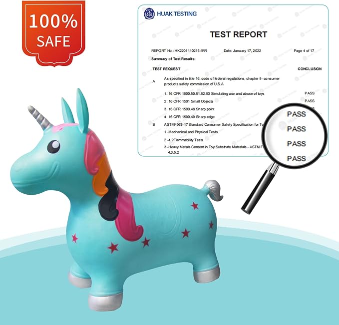HotMax Unicorn Bouncy Horse Toys for 2 Year Old Girl, Toddlers Bouncing Animals, Ride on Rubber Jumping Toys for Baby Girl or Boy 1st Birthday Gift for 2 3 4 Year Old (Blue Unicorn)