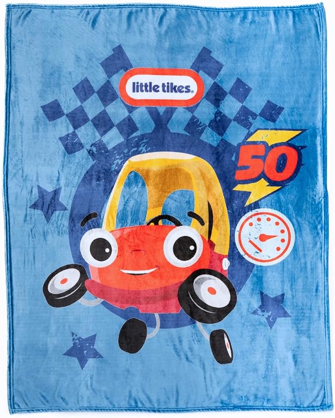 Little Tikes Cozy Coupe Throw – Kids Super Soft & Plush 46 x 60 Blanket, Race Car Design Bedding Accessory (Officially Licensed) by Franco