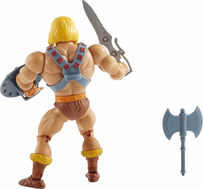 Masters of the Universe Origins Action Figure He-Man 5.5 Inch 1980s Motu TV Hero Toy, Detailed Design with Harness, Sword, Axe & Shield