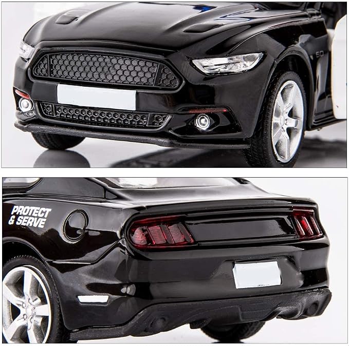 BDTCTK 1/36 Compatible for Ford Mustang GT Police Car Model Zinc Alloy Die-Cast Pull Back Vehicles Kid Toys for Boy Girl Gift (Black)