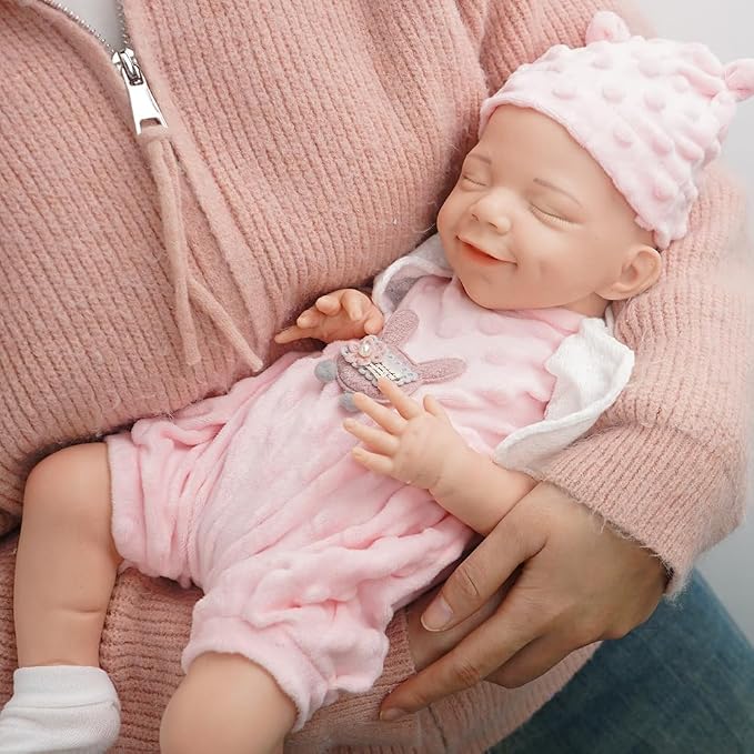Girl 18 Inch, Silicone Reborn Baby Dolls, Realistic Baby Doll, Not Vinyl, Posable Newborn, Reborn Baby Dolls Silicone Full Body