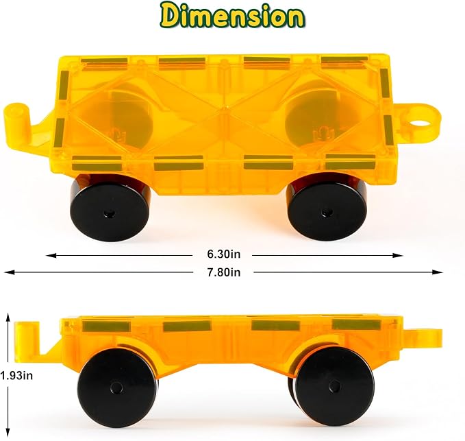 BAMG Magnetic Tiles Car Building Kit, 4 PCS Magnet Construction Trucks, STEM Educational Toys for Kids Ages 3-8, Engineering Vehicle Building Set, Sensory Learning Gifts for Toddlers Boys Girls