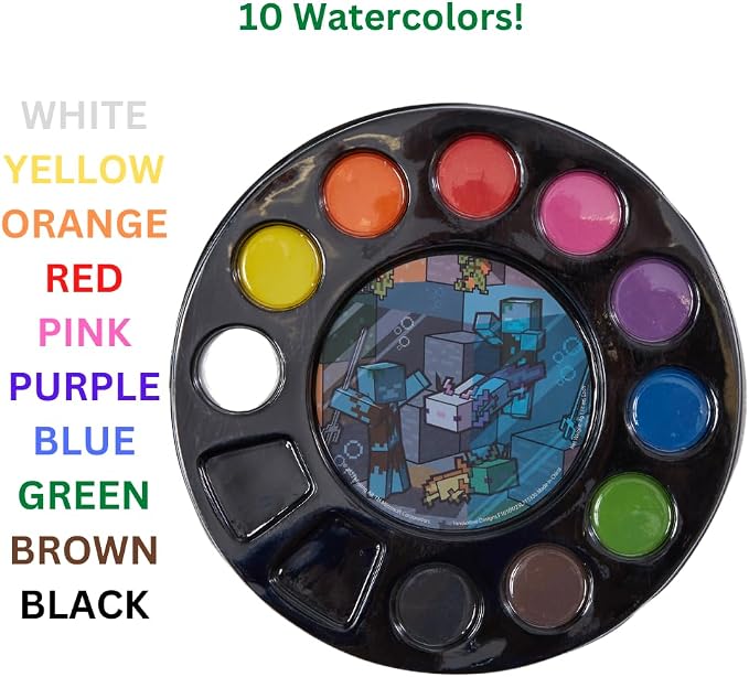 Innovative Designs Minecraft Creativity Fun Kids Art Set for Coloring, Painting, and Crafts