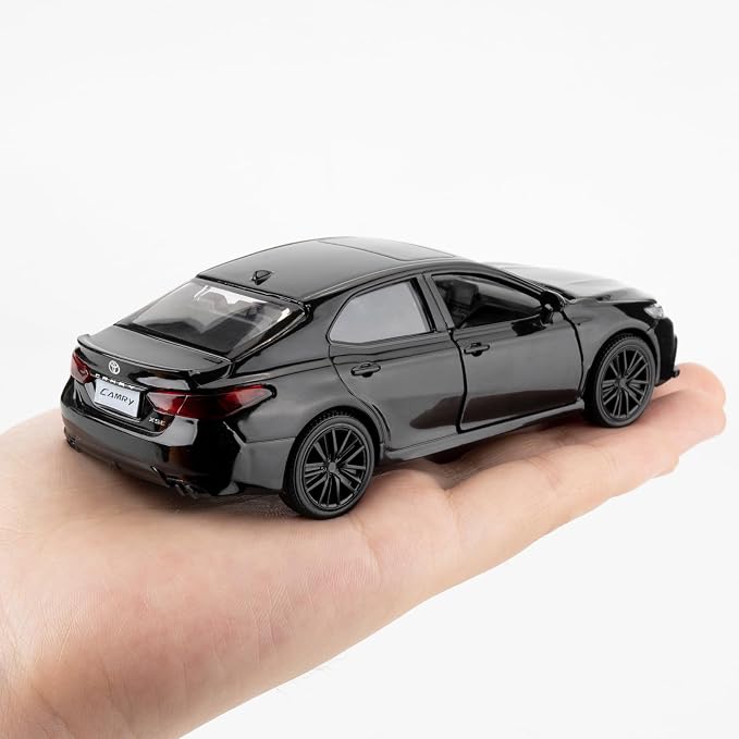 RMZ City 1:36 Camry XSE Car Model, Diecast Pull Back Model Toy Car, Doors Open, Collection Kids Toy for Aged 3 and up, Gift Black