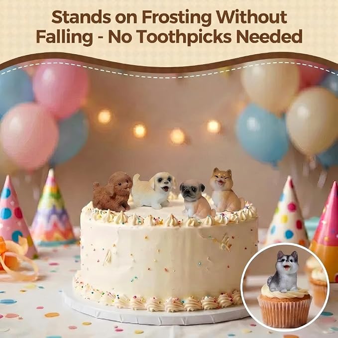12PCS Mini Dog Figurines, Hand-Painted Tiny Resin Puppy Figures with 12 Realistic Dog Breeds, Small Animal Figurines Toy Set, Dog Lover Gifts for Women,Birthday Party Favors & Cake Toppers for Kids 3+