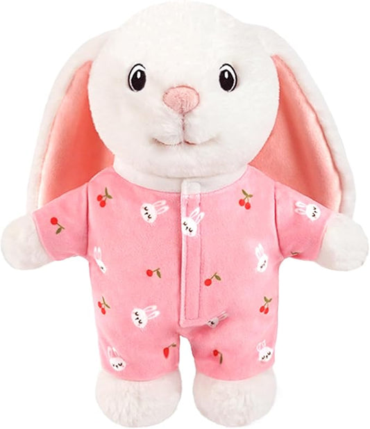 Plushies Stuffed Animal with Clothes Dress up Costume Soft Bedtime Toy 12 Inch Doll Outfit for Kids Toddler Boy Toys Funny Room Decor Washable Cuddle Pillow Green Animal Plush Rabbit Bunny