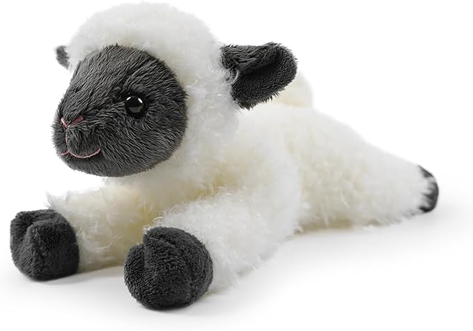 Sheep Stuffed Animal for Kids,8 inch Realistic Animal Plush Sheep Toy Lying Down Posture Animals,Plush Lamb for Boys Girls Adult Birthday Hug Teaching(S-Black Sheep)
