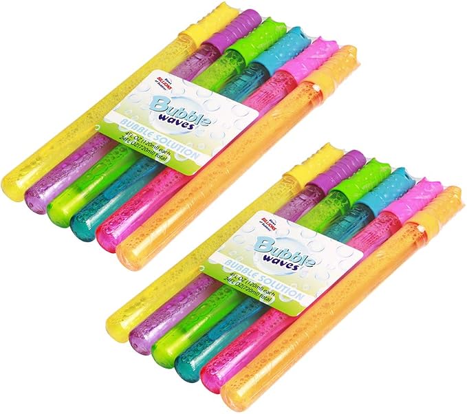 Novelinks 4oz Big Bubble Wands 12 Pack - 14’’ Blow Bubbles Solution Bubble Blowing Summer Toy for Party Favor Outdoor Activity