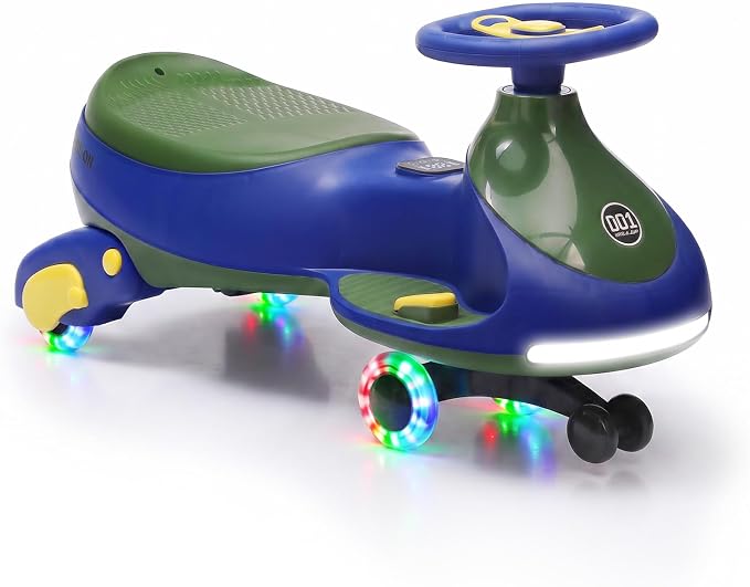 Garvee 12V Electric Wiggle Car for Kids, 2 in 1 Swing Car with Pedal, Anti-Rollover, Max Load 130Lbs,Flashing Wheels, Music,Rechargeable Battery Ride on Toy Indoor Outdoor for Toddlers, Blue