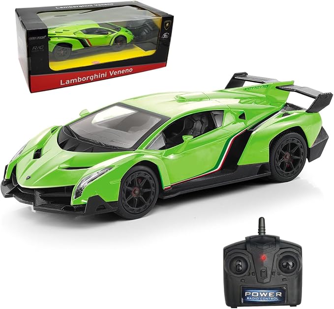 Lamborghini Remote Control Car 1:24 Scale Lambo Toy Car Officially Licensed Rc Cars with Light 2.4Ghz Model Car for Boys 4-7 Girls Birthday Gift, Green