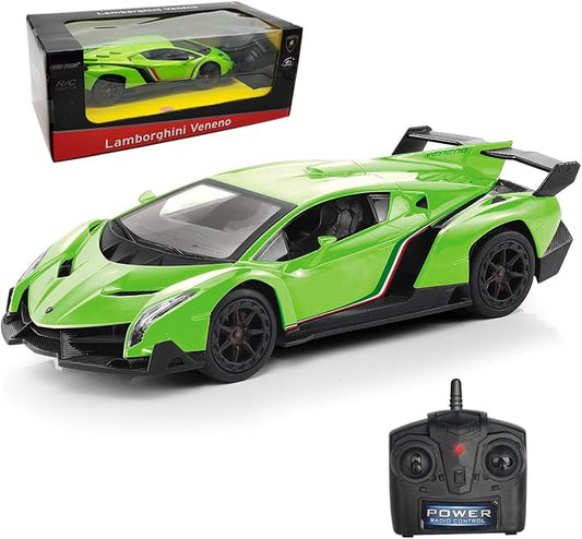 Lamborghini Remote Control Car 1:24 Scale Lambo Toy Car Officially Licensed Rc Cars with Light 2.4Ghz Model Car for Boys 4-7 Girls Birthday Gift, Green