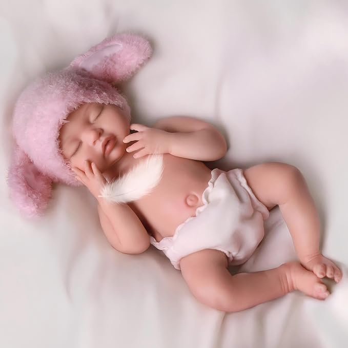 BABESIDE Silicone Baby Doll - 16 Inch (Weight 4 Lb) Reborn Baby Dolls Silicone Full Body Platinum Silicone Weighted Realistic Sleeping Newborn Lifelike Preemie Doll Gift Collectors & Kids Age 3+