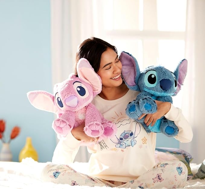 Disney Store Official Angel Medium Soft Toy for Kids - Cuddly Character with Fuzzy Texture & Embroidered Details - Flexible Floppy Ears - Disney Plushy Suitable for All Ages