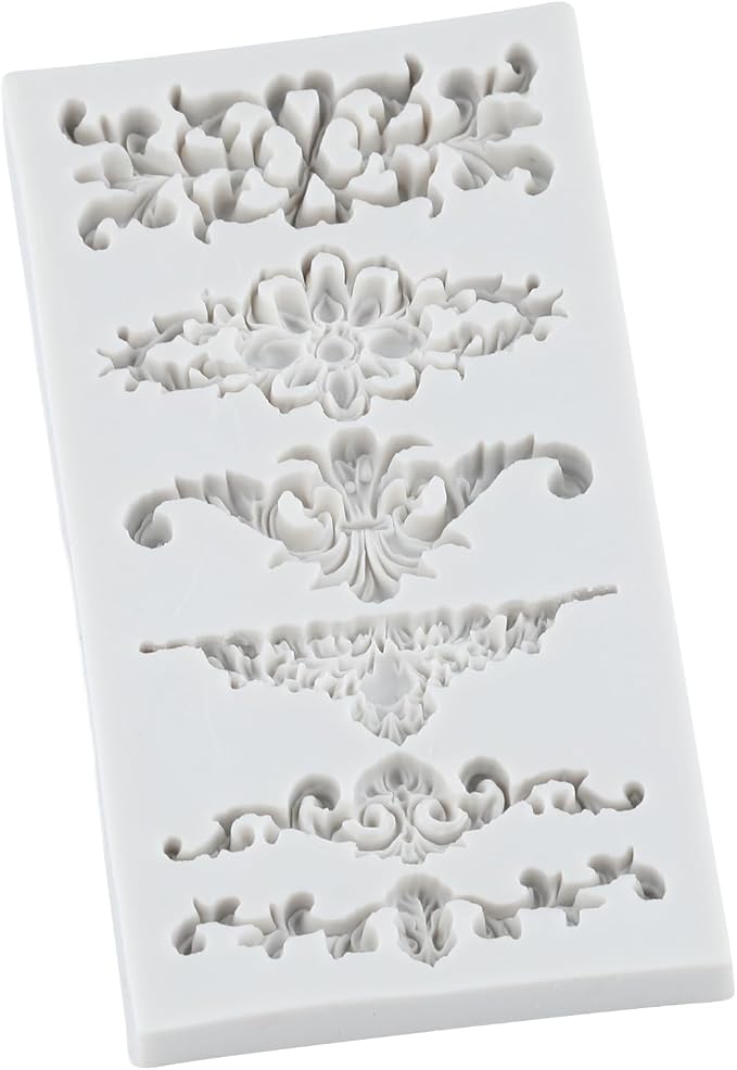 Baroque Polymer Clay Mold Curlicues Scroll Lace Silicone Mold Vintage Relief Flower Filigree Molds for DIY Crafts Epoxy Resin Casting Air Dry Polymer Clay Plaster Jewelry Making