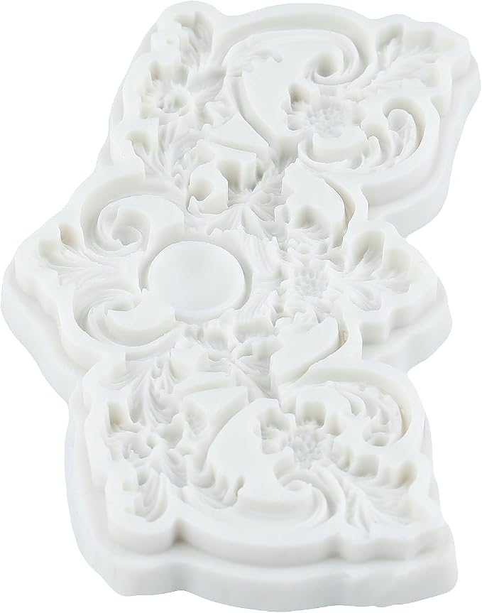 Baroque Style Polymer Clay Molds Baroque Scroll Relief Silicone Mold for Jewelry Making Epoxy Resin Casting Air Dry Polymer Clay Craft
