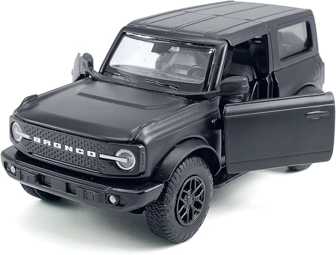2-Door Bronco Badlands Model Car 1/36 Scale Diecast Toy Cars Metal Alloy Children’s Vehicles, Pull Back Doors Open, Black Rim, Mens Collection, Kids Toys for Boys Gifts, Cake Topper Home Décor, Black