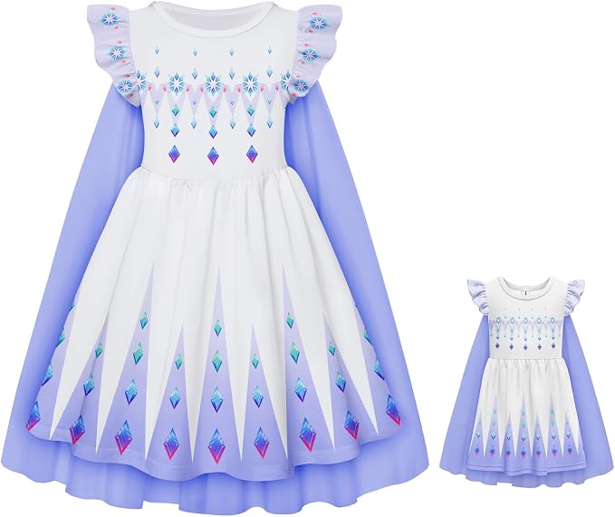 LQSZ Doll and Girl Matching Princess Dress Outfits for Girls and 18" Matching Doll and Girl Clothes