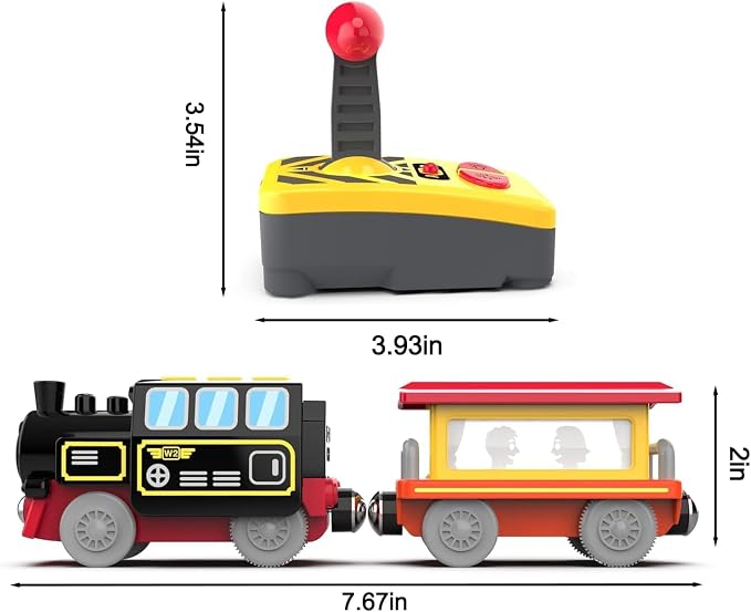 TOPLIVING Battery Operated Locomotive Train for Wooden Track, Remote Control Train with Magnetic Connection, Motorized Trains for Toddlers, Compatible with Thomas, Brio, Chuggington
