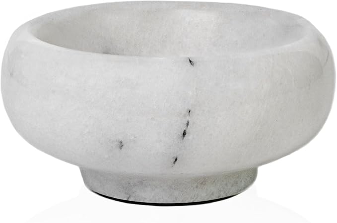 Fox Run Natural White Marble Pinch Bowl, Small 1 oz Spice, Sauce, and Condiment Bowl