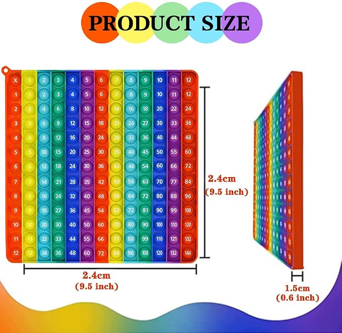12x12Multiplication Table- Multiplication Game-Multiplication Learning Games-Math Toys -Multiplication Pop-12x12 Math Manipulatives-Fingertip Stress Relief Toy
