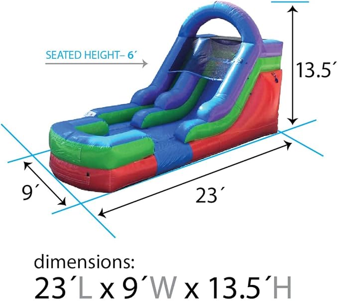 TentandTable Inflatable Water Slide for Kids and Adults, Commercial Grade Giant Blow Up Backyard Water Fun, Includes Electric Air Blower, 23' L x 9' W x 12' H, Retro Rainbow