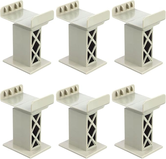 6 Pcs Train Bridge Pier Track Railway Accessories Multi Level Support Risers High Level Blocks Compatible All Major Brands, Grey Upgraded Version