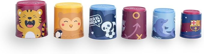 Miniland FC Barcelona Sorting & Stacking Toys, Montessori for 1 Year Old, +2 Year Old Boy, 6 Pieces, Kids Cups, Baby Toys 1 Year Old, Shape Sorter | Barça Offical License
