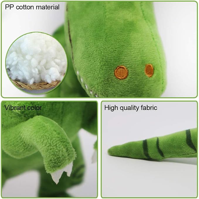 Stuffed Dinosaur Animal Plush Toy 11 Inches Green T-Rex Tyrannosaurus Animal Stuffed Plushies Super Soft Cute Cuddly Pillow Cushion Rex Stuff Dolls Gifts for Children Kids Boys Girls, 11Inches
